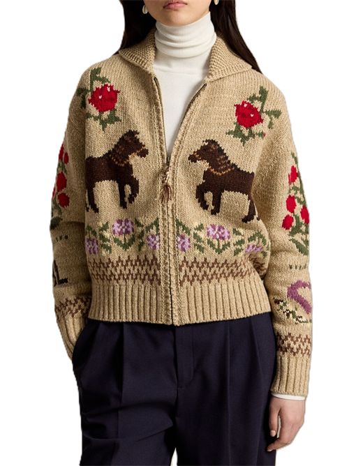 sweater-cardigan con ricami Polo Ralph Lauren | 211-B17748-001TAN MULTI